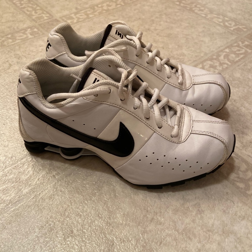Used Youth size Nike Shox. Black and white.